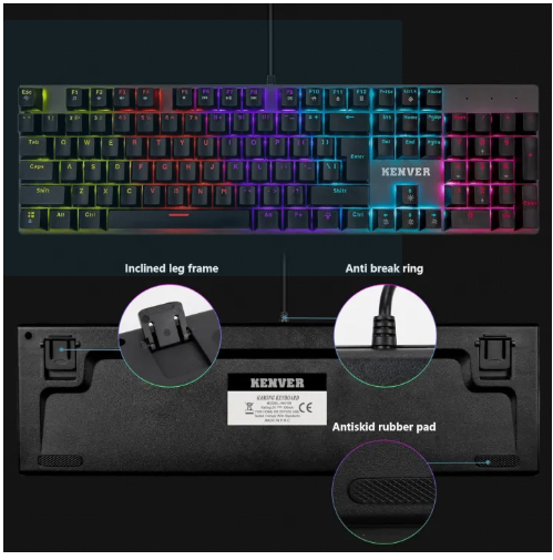 KENVER MK100 Wired Mechanical Gaming Keyboard