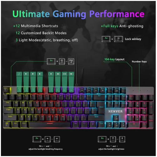 KENVER MK100 Wired Mechanical Gaming Keyboard
