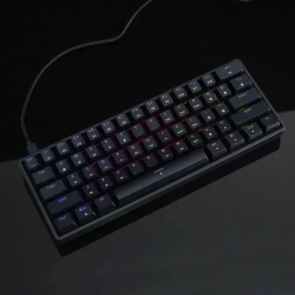 AK61 60% Mechanical Gaming Keyboard – RGB Backlit, Blue Switches Hot-Swap Design | US Layout, Black CrossTech