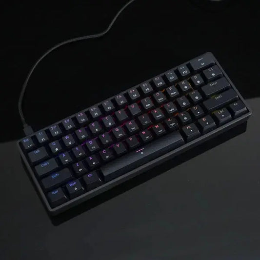 AK61 60% Mechanical Gaming Keyboard – RGB Backlit, Blue Switches Hot-Swap Design | US Layout, Black CrossTech