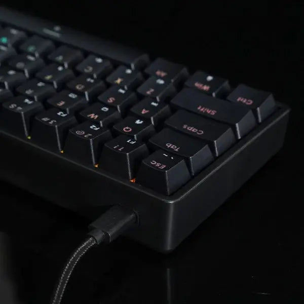 AK61 60% Mechanical Gaming Keyboard – RGB Backlit, Blue Switches Hot-Swap Design | US Layout, Black CrossTech